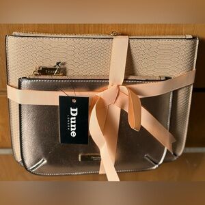 NWT Dune London Metallic Rose Clutch Set